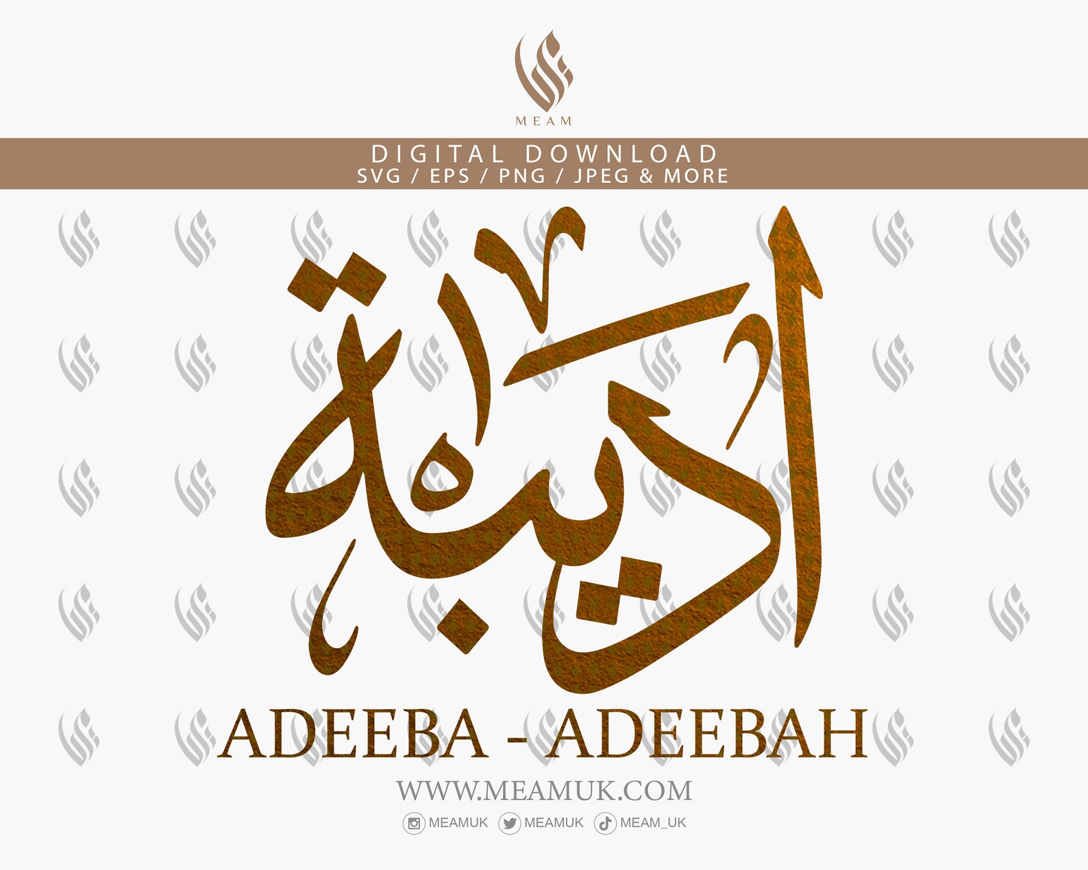 Adeeba Adiba in Arabic Calligraphy Name SVG, Digital Download Files ...