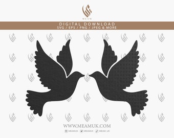 Two Doves SVG, Digital Download Files, Digital Cut For Cricut, Silhouette Cameo, Decal, HTV, Vinyl, Art, Mobile, Graphics, Icon, Clip Art