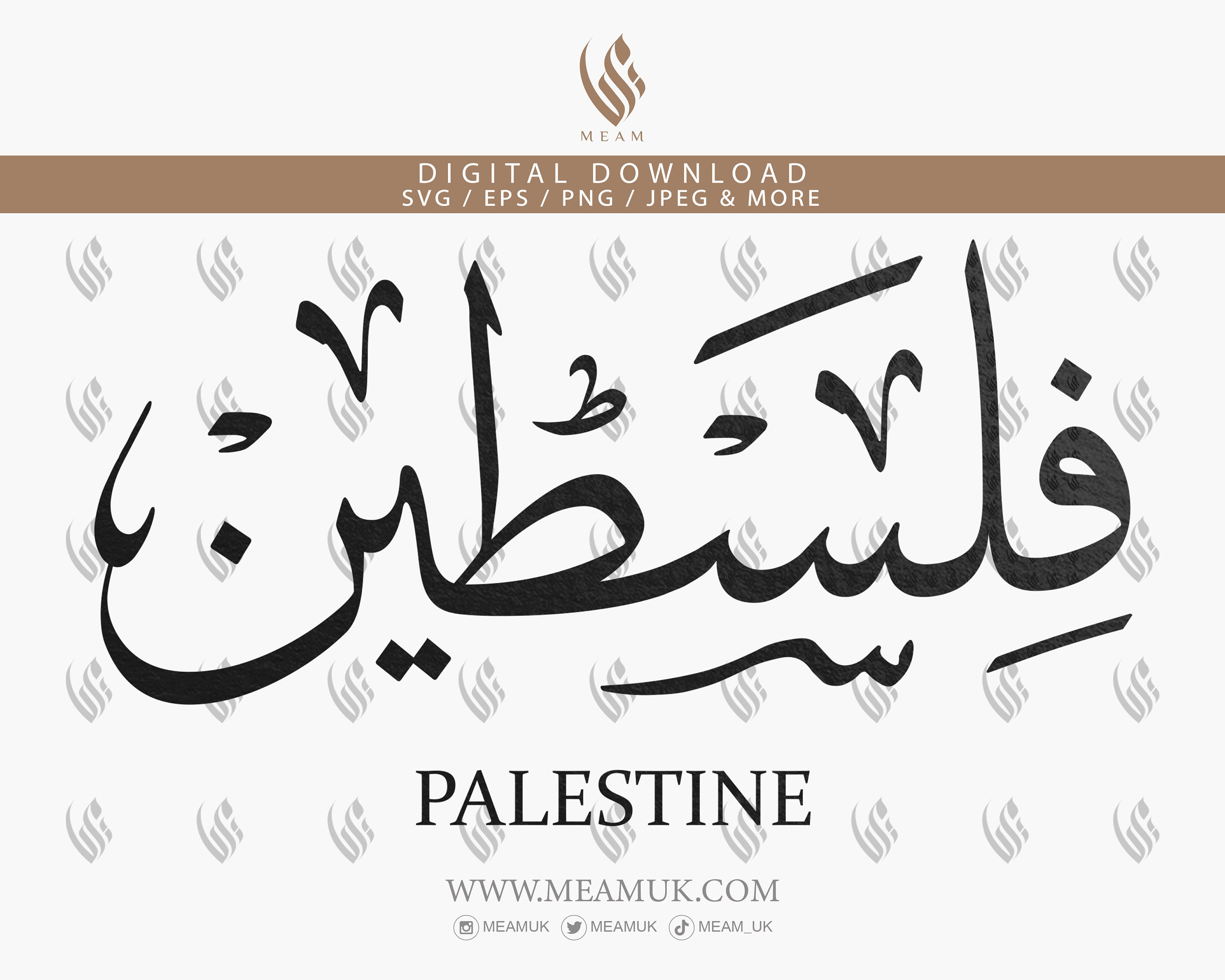 Palestine in Arabic Calligraphy, Name SVG, Digital Download Files