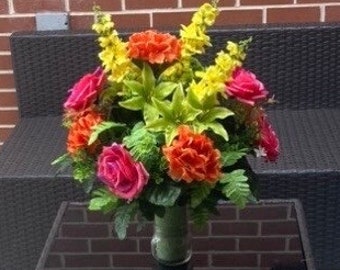 Spring and Summer Mother's Day Cemetery Cone Arrangement, Pink Cemetery Cone, Graveside Remembrance Flowers, Funeral Memorial Flowers