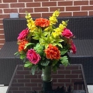 Spring and Summer Mother's Day Cemetery Cone Arrangement, Pink Cemetery Cone, Graveside Remembrance Flowers, Funeral Memorial Flowers image 1