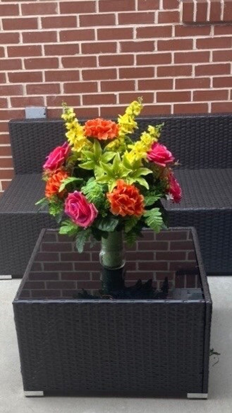 Spring and Summer Mother's Day Cemetery Cone Arrangement, Pink Cemetery Cone, Graveside Remembrance Flowers, Funeral Memorial Flowers image 1