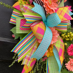 Large Spring and Summer Orange and Hot Pink Wreath for Front Door, Bright Colorful Realistic front porch decor, Mother's Day gift for home image 5