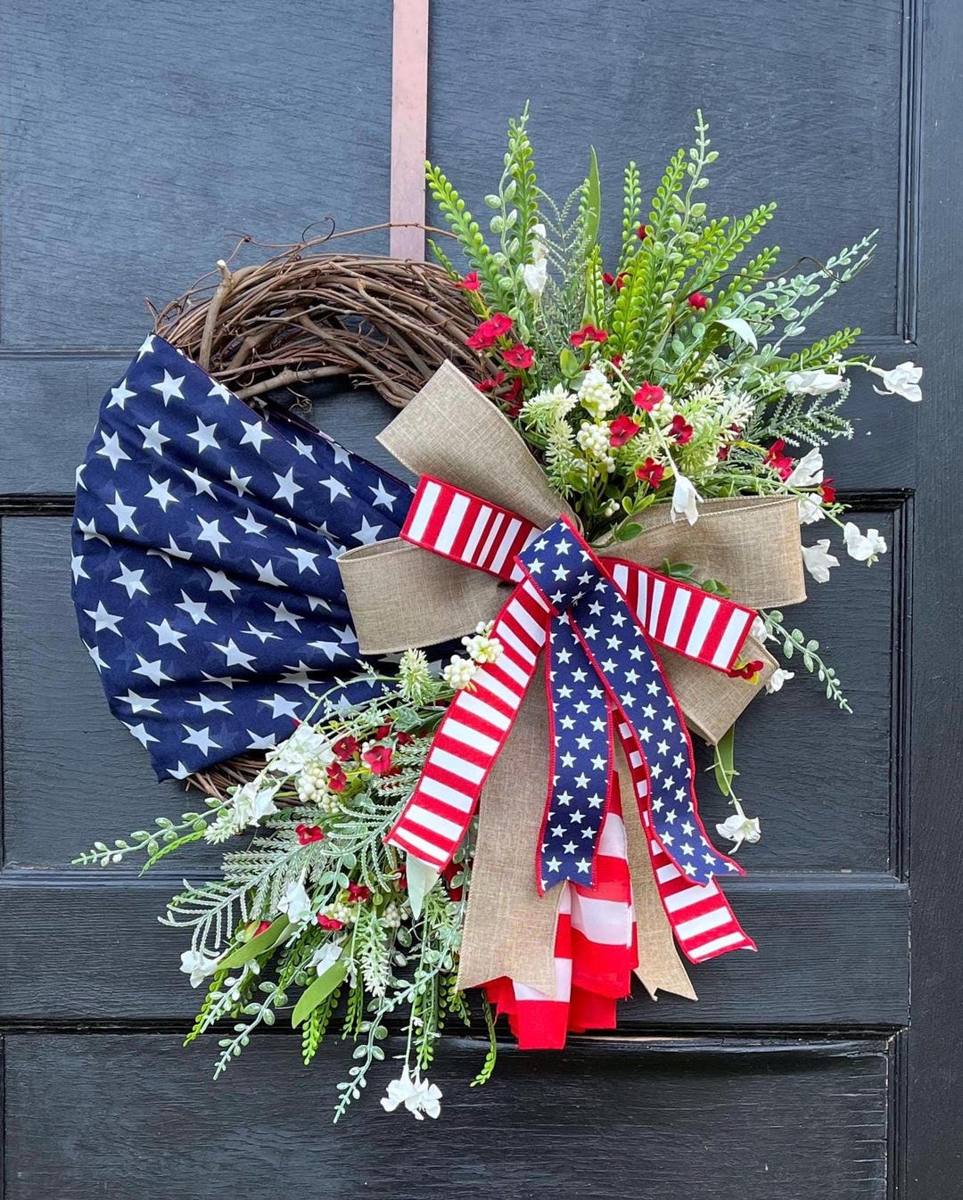 Patriotic Wreath, Large Everyday Wreath for Front Door, 4th of July ...