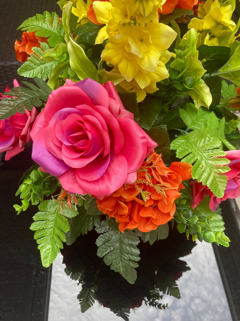 Spring and Summer Mother's Day Cemetery Cone Arrangement, Pink Cemetery Cone, Graveside Remembrance Flowers, Funeral Memorial Flowers image 7