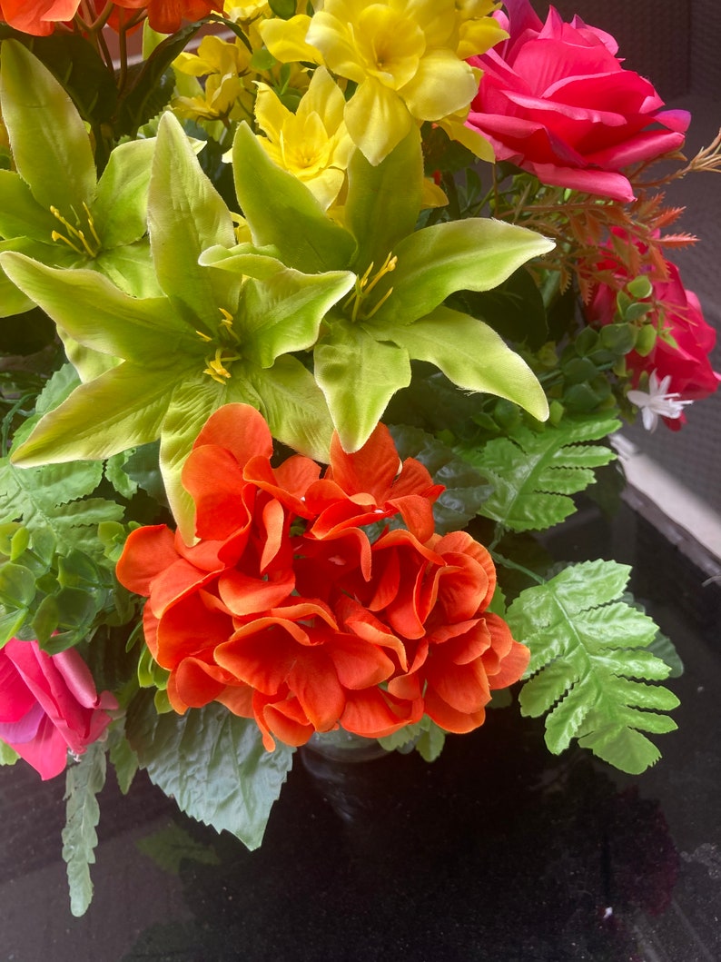 Spring and Summer Mother's Day Cemetery Cone Arrangement, Pink Cemetery Cone, Graveside Remembrance Flowers, Funeral Memorial Flowers image 8