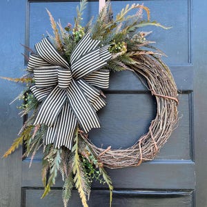 Rustic Fall Grapevine Wreath, Everyday Front Door Wreath, Autumn Farmhouse Wreath, Neutral Door Decor