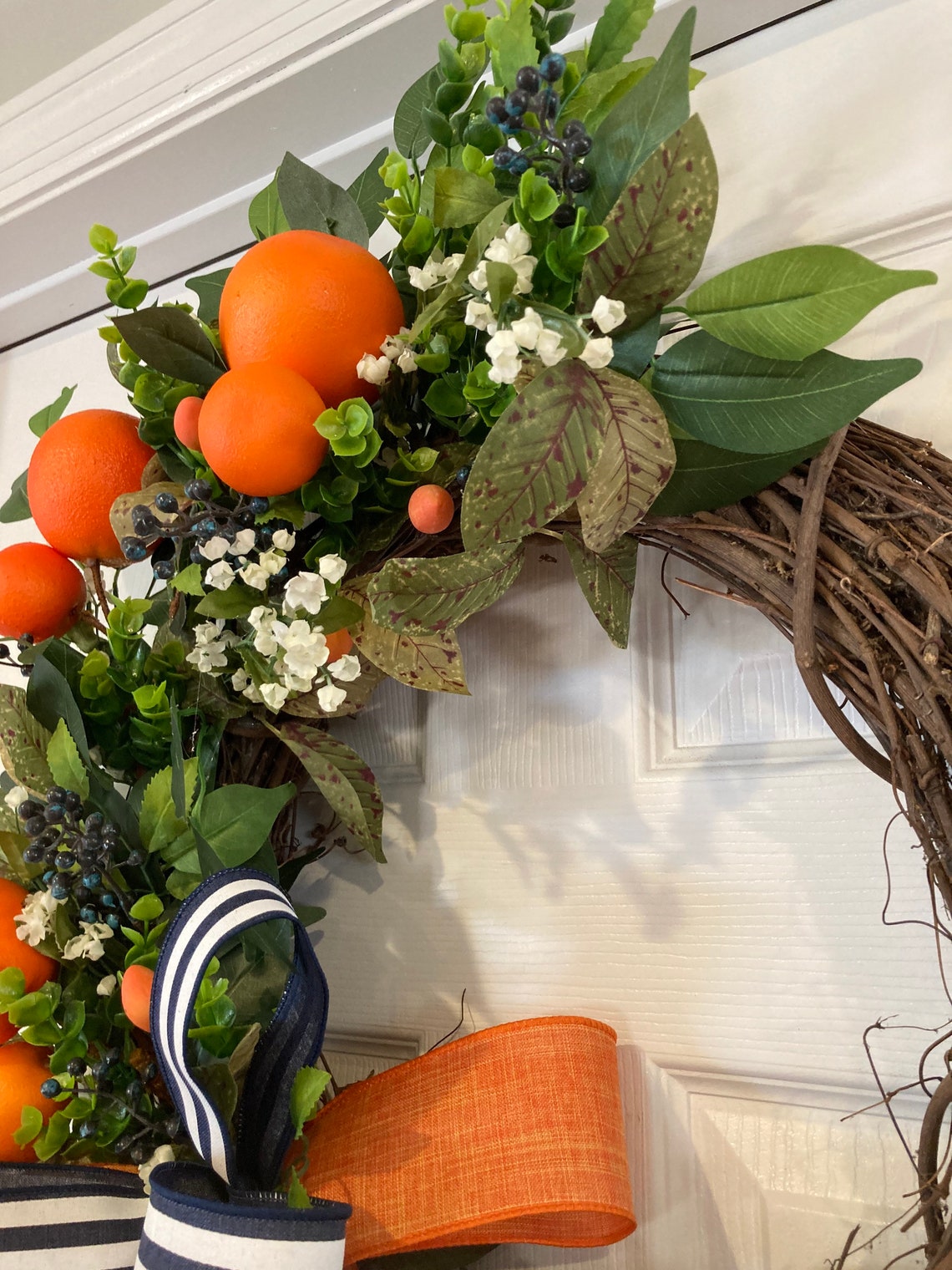 Large Orange Wreath for Front Door Wreath With Faux Oranges Etsy