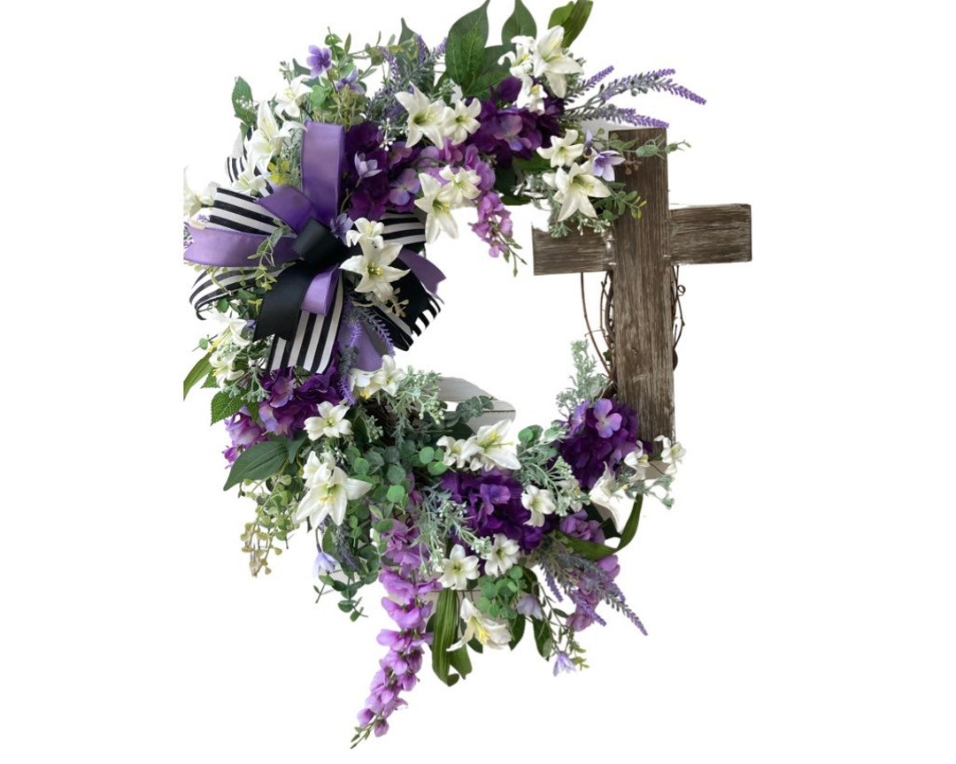 Large Religious Easter Wreath With Cross Easter Cross Wreath