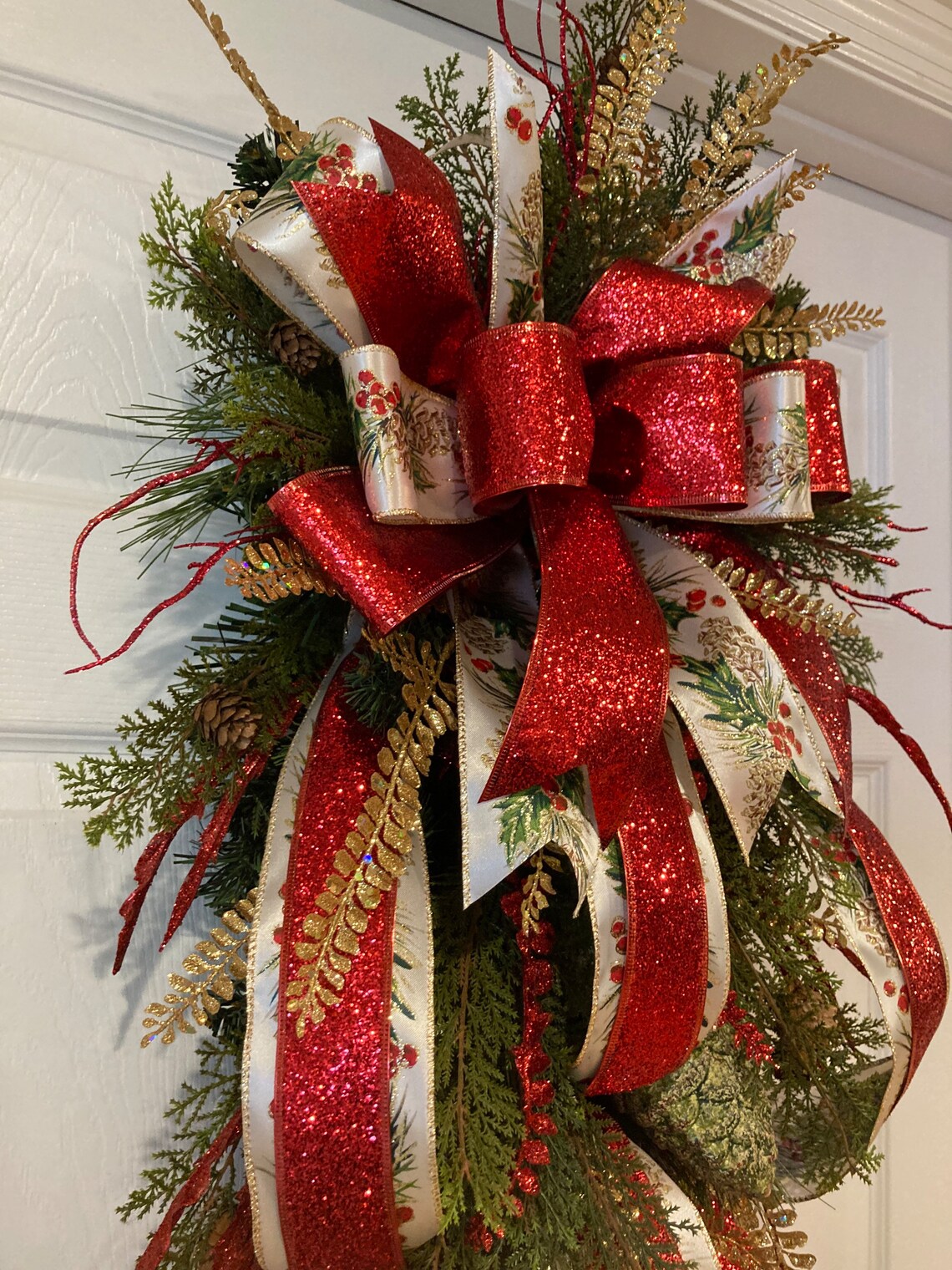 Large Christmas Teardrop Swag Wreath for Front Door Teardrop Etsy