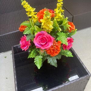 Spring and Summer Mother's Day Cemetery Cone Arrangement, Pink Cemetery Cone, Graveside Remembrance Flowers, Funeral Memorial Flowers image 4