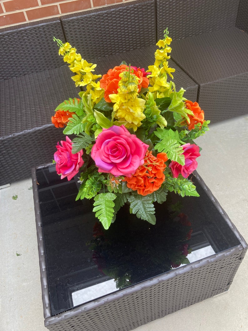 Spring and Summer Mother's Day Cemetery Cone Arrangement, Pink Cemetery Cone, Graveside Remembrance Flowers, Funeral Memorial Flowers image 4