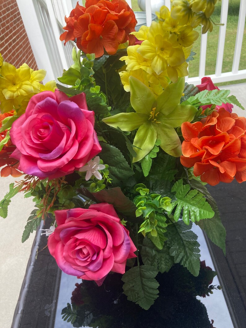 Spring and Summer Mother's Day Cemetery Cone Arrangement, Pink Cemetery Cone, Graveside Remembrance Flowers, Funeral Memorial Flowers image 10