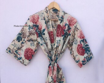 Floral Print robes, bridesmaid kimono robe, floral kimono, bridal kimono, Indian floral gown, Indian floral robe, printed organic
