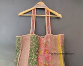 Assorted Lot of Indian handmade Vintage market shopper bag ,Vintage Patchwork Kantha Quilted Jhola Bag,Market bag, Vintage tote bag