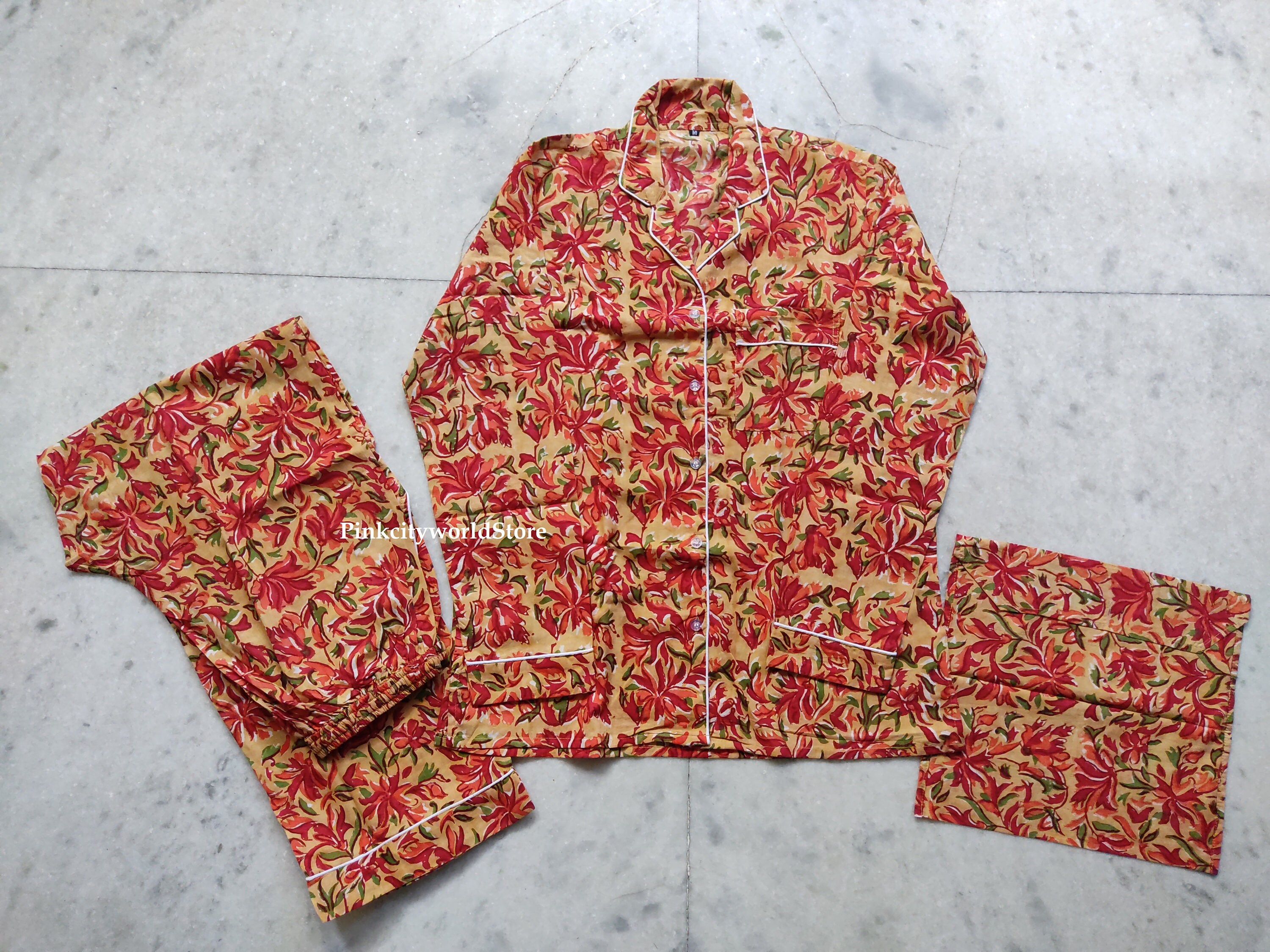 Indian Handmade Women Pajama Set Floral Print Pure Cotton PJ Etsy