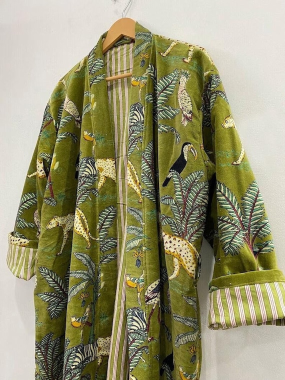 ヴァクトー ヴォヤージュ THE GARDEN ROBE Luxury Velvet House Robe Unisex Kimono Boho Jacket Exotic