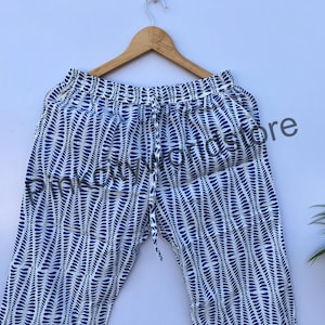 Handmade Floral Print Cotton Pajama Pants: Boho Lounge Trousers