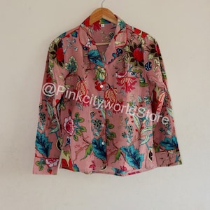 Pigiama in cotone con stampa a blocchi di mano: pigiama indiano floreale