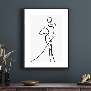 Line Figurine No2, For Living Room, Line Art, Abstract, Minimalist, Contemporary, Framed Wall Art, Decor, Canvas Gallery Wrap, Poster