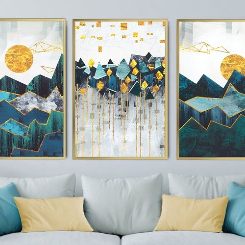 Signwin 3 Piece Framed Canvas Wall Art Abstract Mountain - Etsy