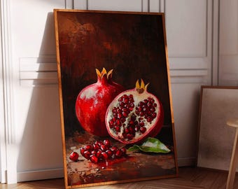 ヴィンテージスタイルのザクロの静物画（プリントのみ） - Etsy 日本