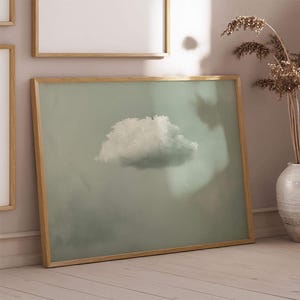 Sage Cloud landscape Art Print, Moody Sky Art, Vintage Antique Art, Sage Green Wall Art, horizontal cloud Wall Art, Maximalist Decor Neutral