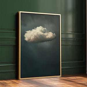 Vintage Cloud Art Print, Moody Sky Art, Vintage Antique Art, Dark Teal Wall Art, Dark Grey Wall Art, Maximalist Decor, Abstract Art Poster