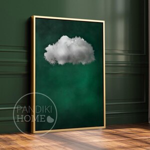 Smaragdgrüne Wolke Minimalistischer Kunstdruck, Jadegrüne Moderne Kunst, Zeitgenössische Kunst für Maximalistisches Wohndekor, Dunkelgrüne Große Wandkunst