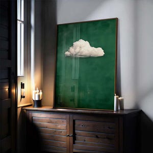 Impression d'art minimaliste vert émeraude, art moderne vert émeraude, art contemporain pour maison de style scandinave, art mural vert foncé