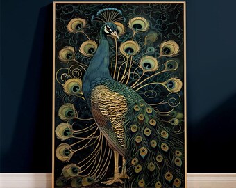 ★Original ART  ‘Peacock’ Peacock Wall Art Set of 6 Peacock Print Peacock Feather Wall