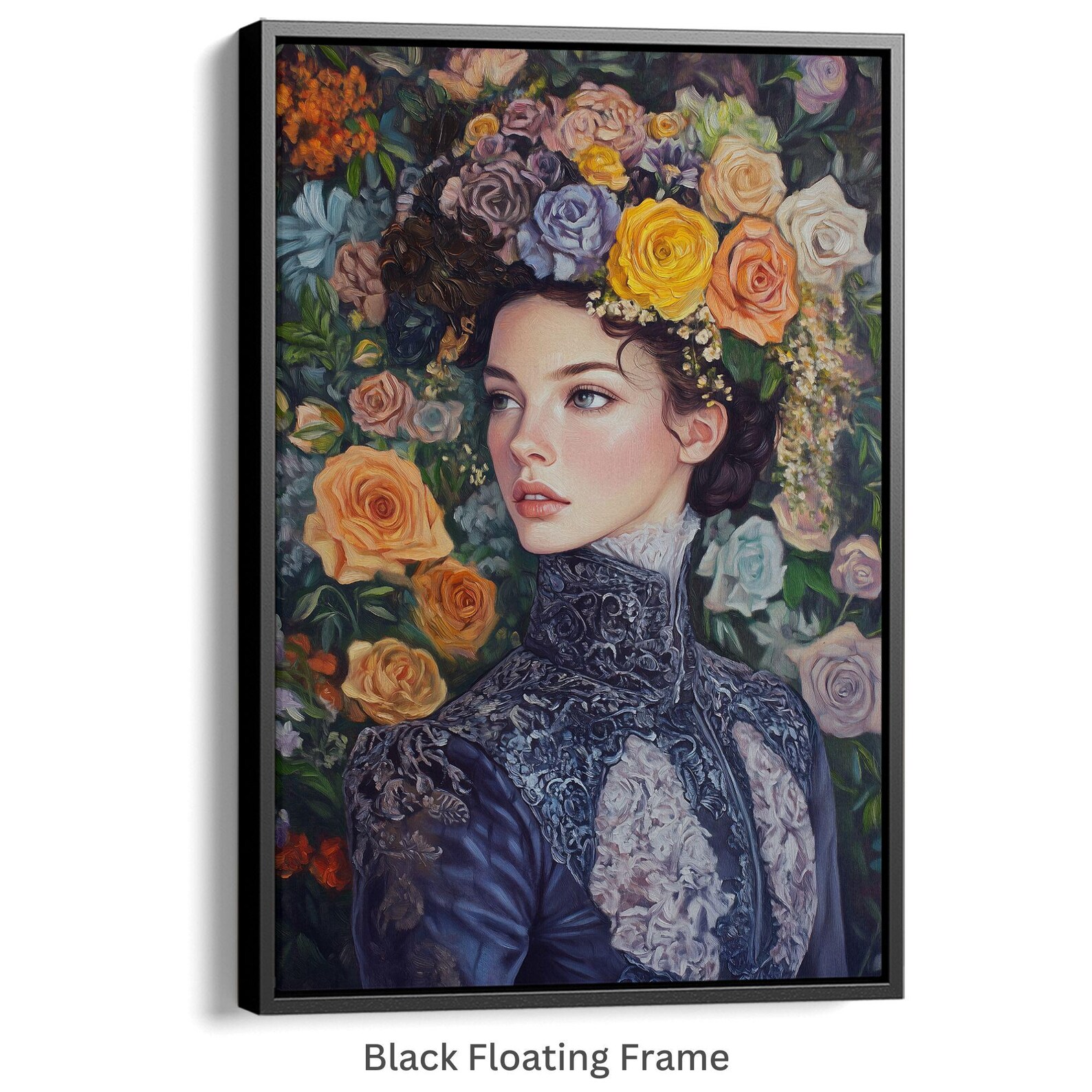Vintage Victorian Woman Portrait, Floral Portrait Print, Victorian Lady ...
