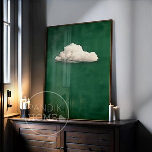 Smaragdgrüne Wolke Minimalistischer Kunstdruck, Smaragdgrüne moderne Kunst, zeitgenössische Kunst für skandinavisches Zuhause, dunkelgrüne Wandkunst