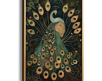 ★Original ART  ‘Peacock’ Peacock Wall Art Print Vintage Peacock Large Framed Wall Art