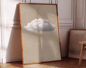 Impression d'art nuage doux, art toile ciel, toile nuage rêveur, impression d'art couleur crème, art mural beige, art mural taupe, décoration maximaliste neutre