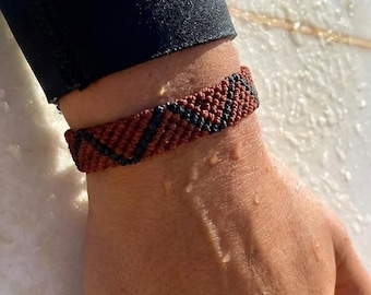 Wide Macrame Bracelet, Zigzag Friendship Cuff, Waterproof Surfer