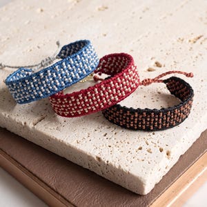 Wide Macramé Cuff Bracelet • Tribal Boho Wristband • Waterproof Friendship Jewelry • Copper Silver Gold Threads • Unisex Gift