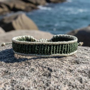 Green Geometric Macrame Bracelet, Vivid & Light Green Cuff, Hand-Knotted Friendship Bracelet, Unisex Durable Wristband