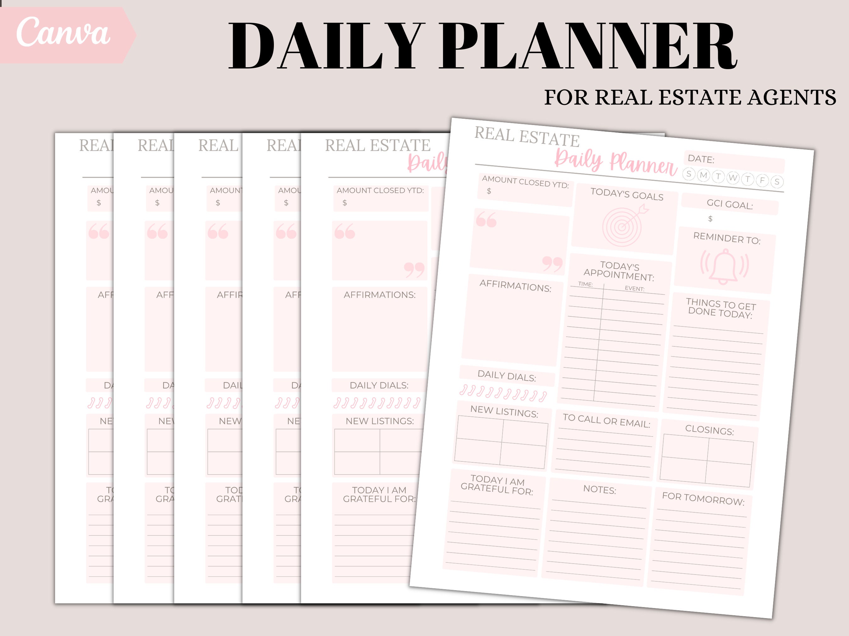 Daily Planner for Real Estate Agents Goal Setting Planner for Realtors