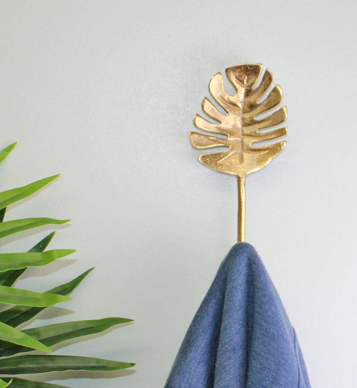 Gold Metal Palm Leaf Coat Hook Etsy