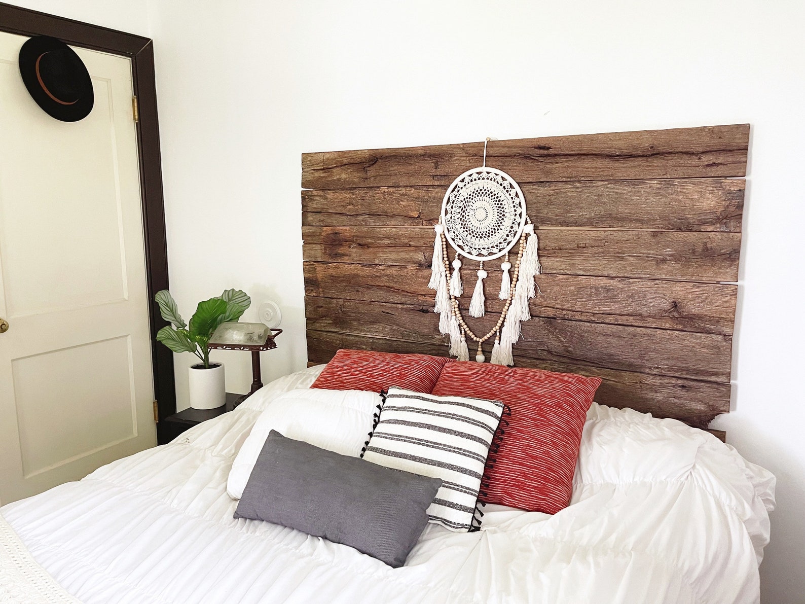 Reclaimed Barn Wood Headboard Queen Size Bohemian Style Barn Etsy