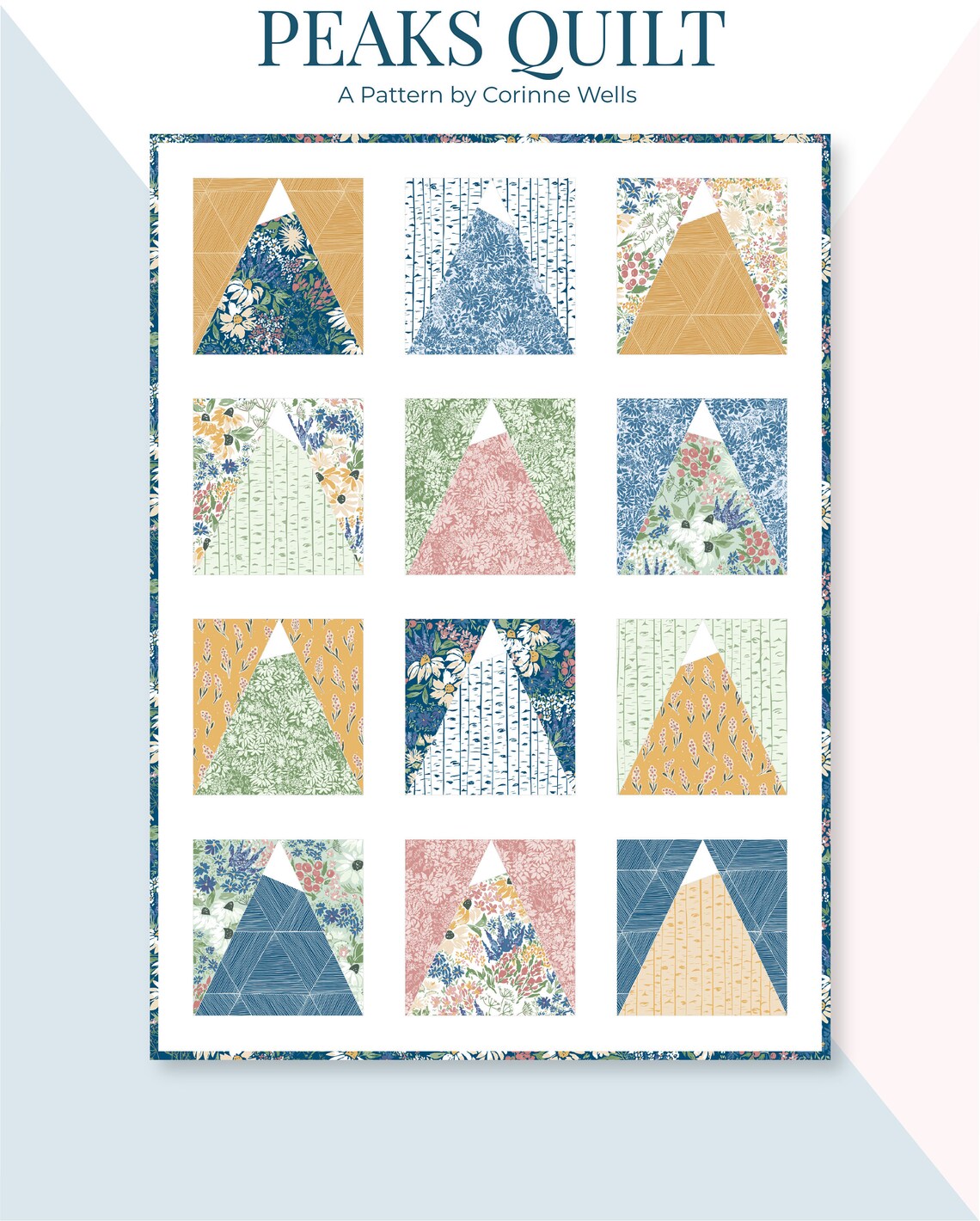 Peaks Quilt Pattern PDF download by Corinne Wells for Frannie Etsy
