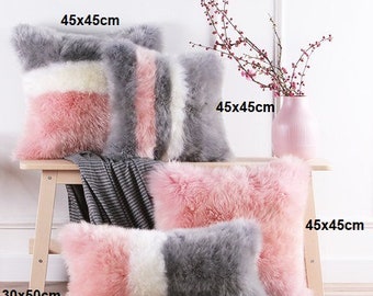 pink fluffy pillow case