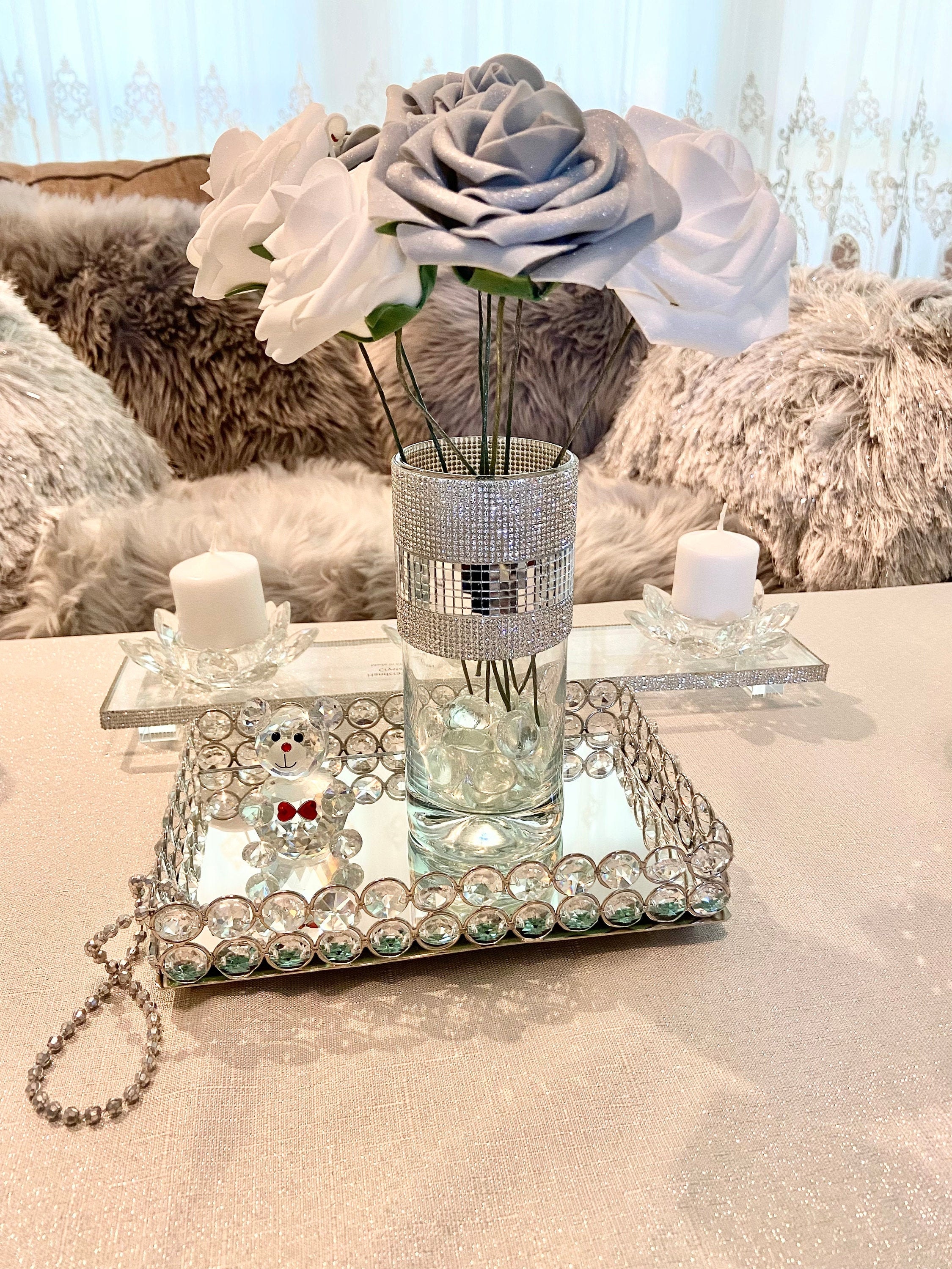 Silver Rhinestone Bling Vase Decor/ Cylinder Rhinestone Bling Etsy UK