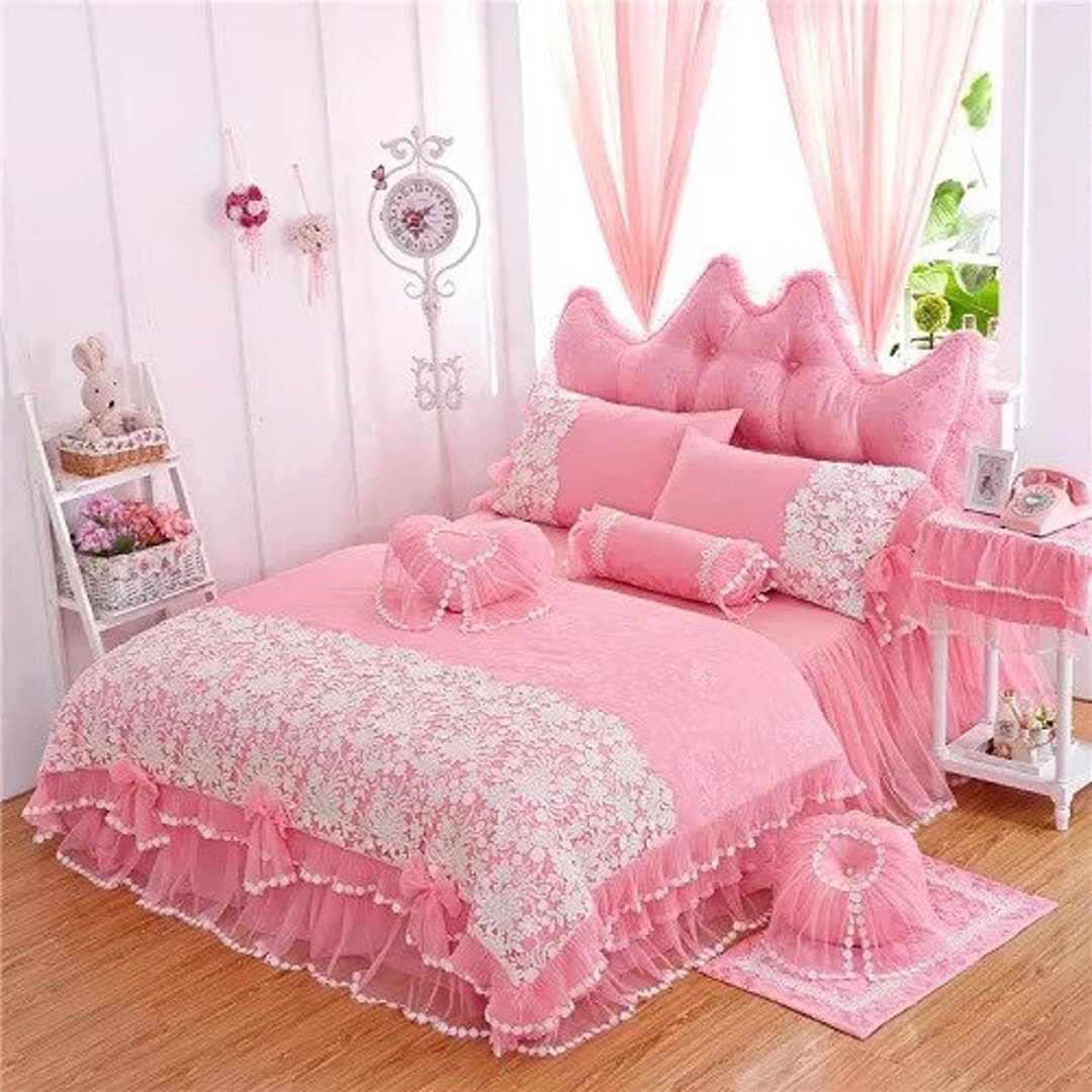 Cotton Stain Luxury Lace Korean Bedding Set 4/7pcs King Queen Etsy