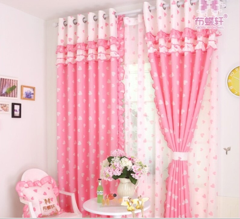 Pink Blackout Curtain for Baby Girls Kids Bedroom Pink Cute Etsy