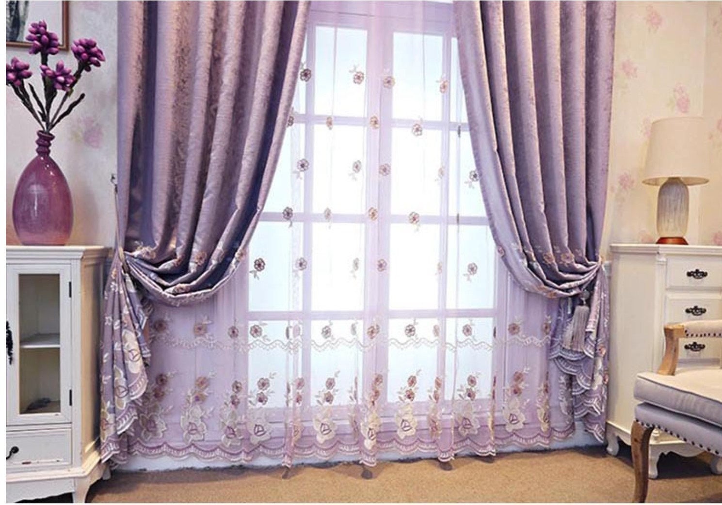 La nueva de matrimonio Villa Cortinas de dormitorio - Etsy España