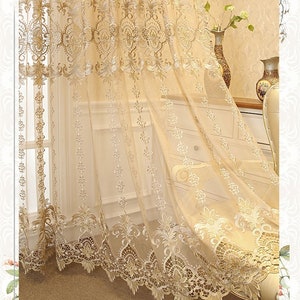 European Royal Luxury Beige Tulle Curtains / Luxury Tulle - Etsy