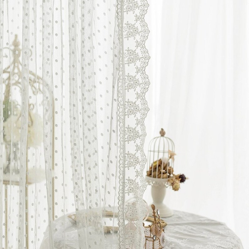 Fresh Solid White Gauze Curtains With Lace Ruffles for Etsy
