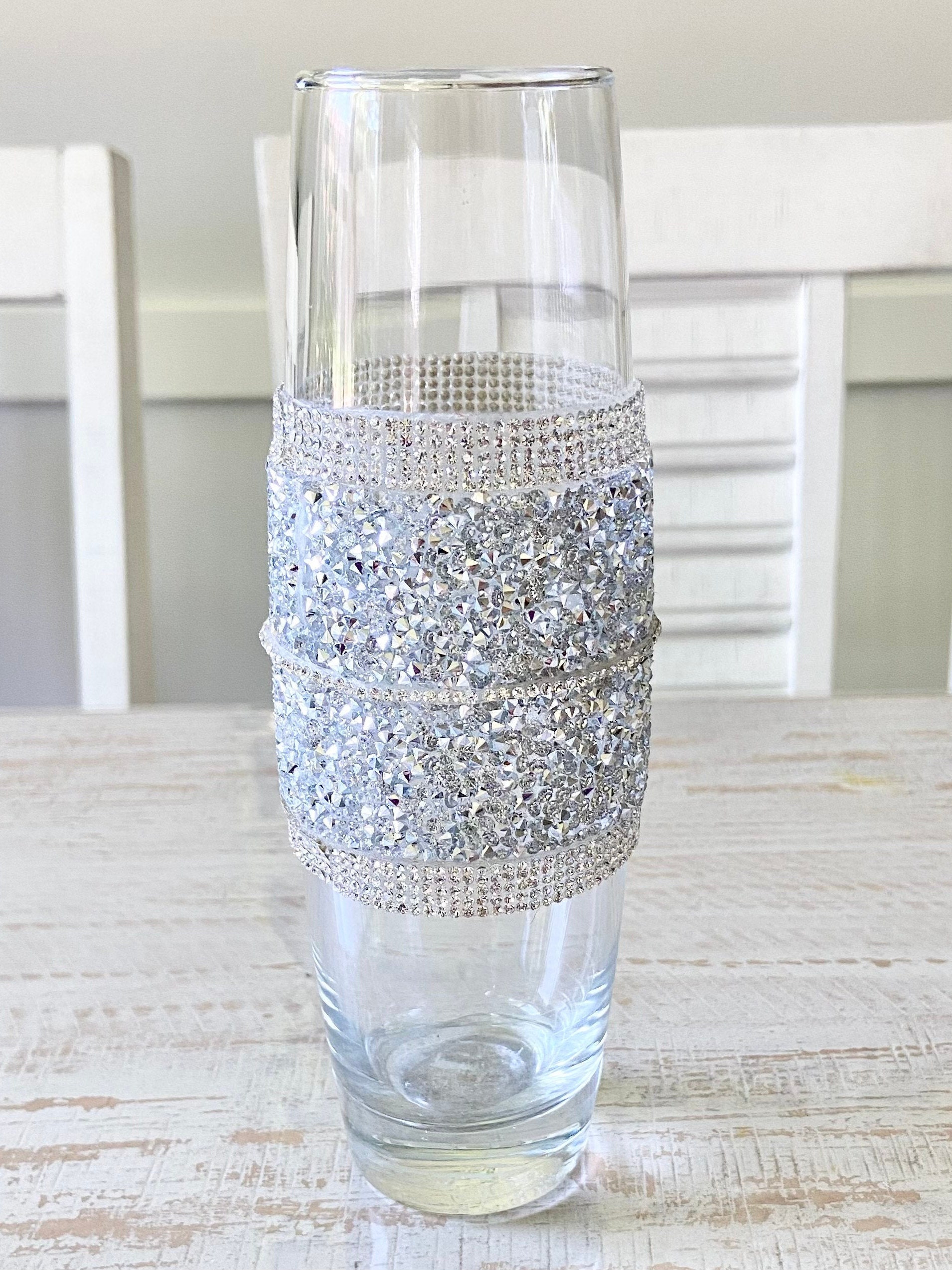 Glass crushed diamond vase Etsy